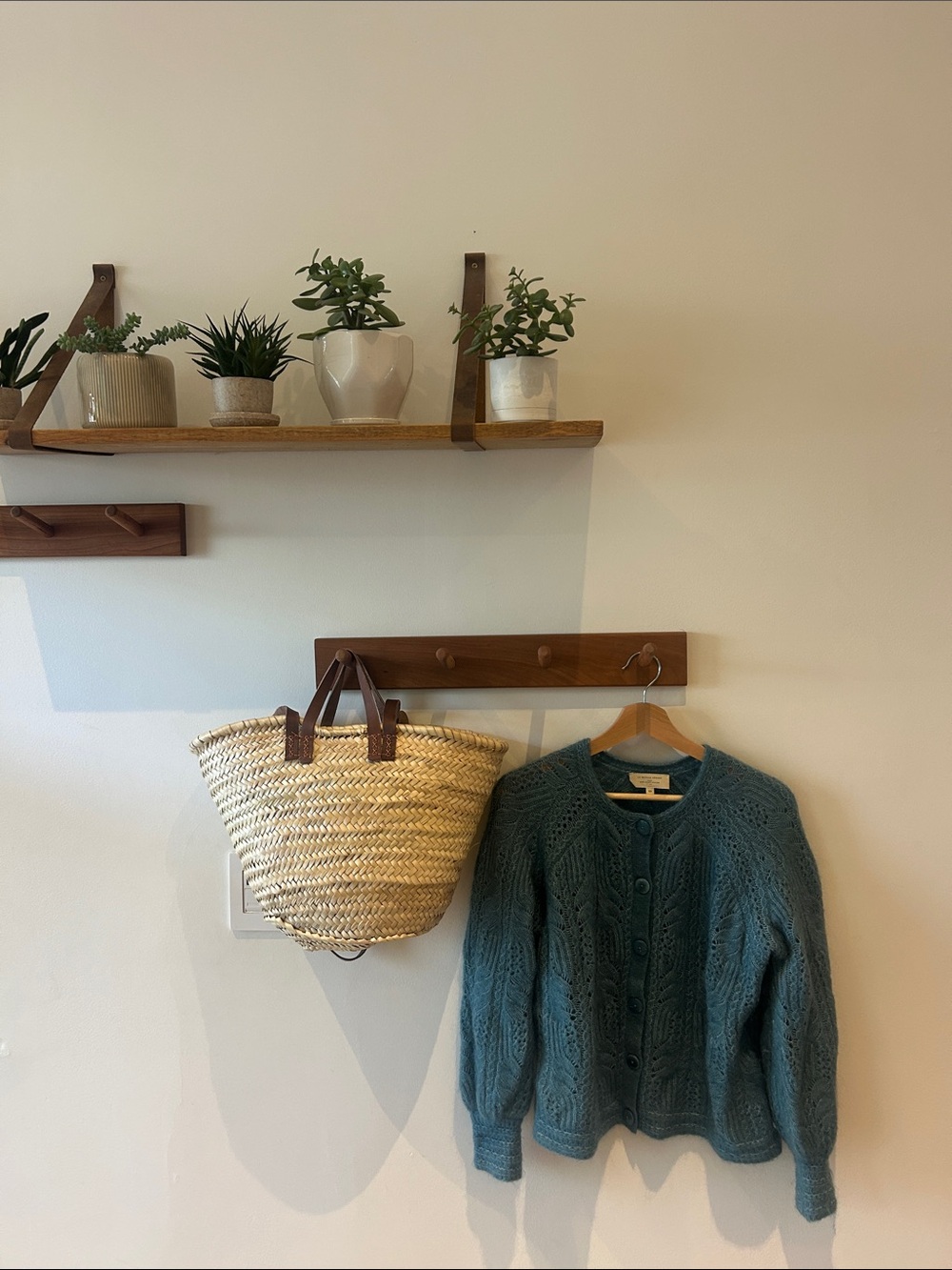 Sezane Teal Cable-Knit Button Cardigan